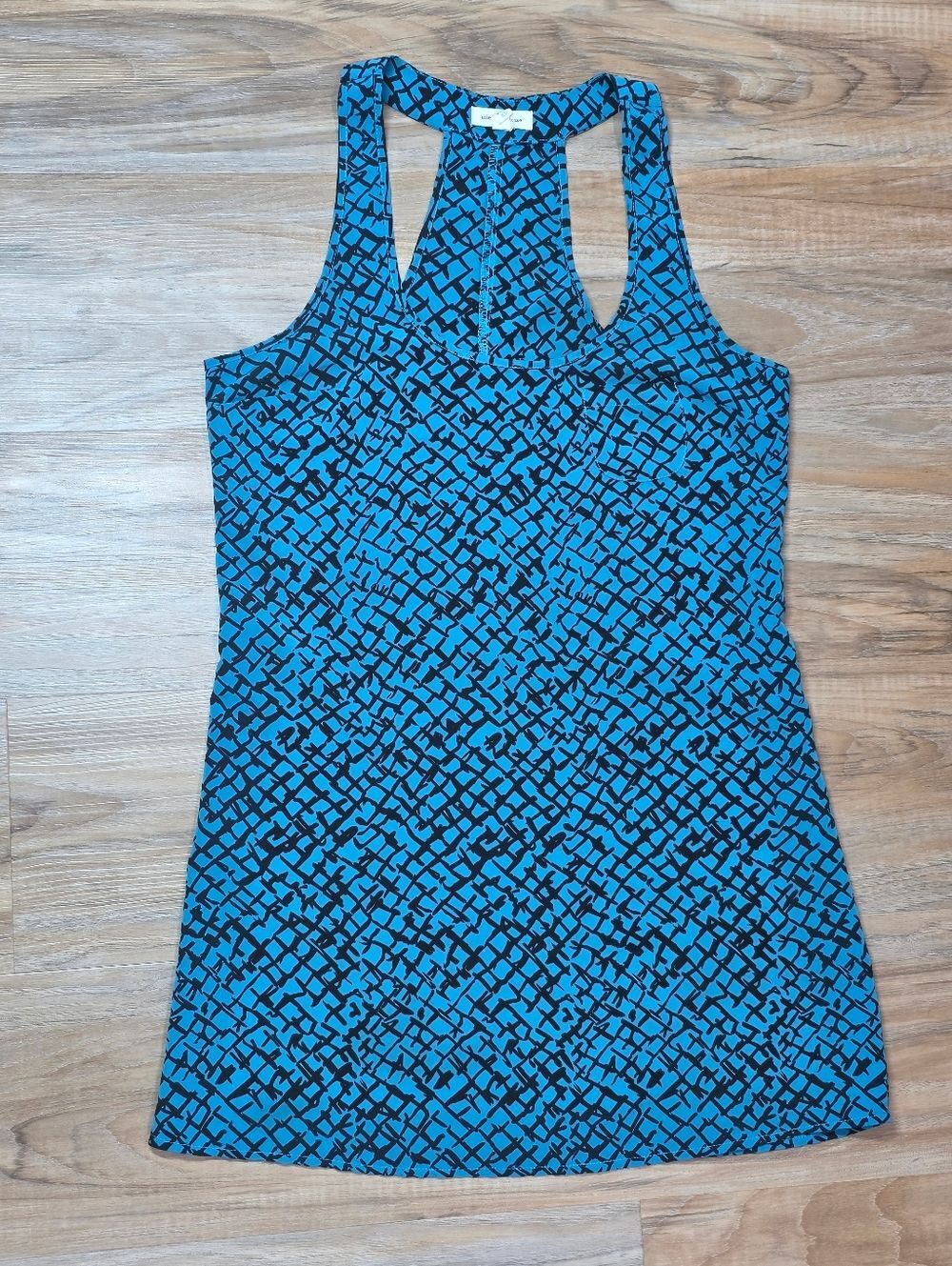 🔺️Silence + Noise Turquoise & Black Geometric Sleeveless Dress XSmall
